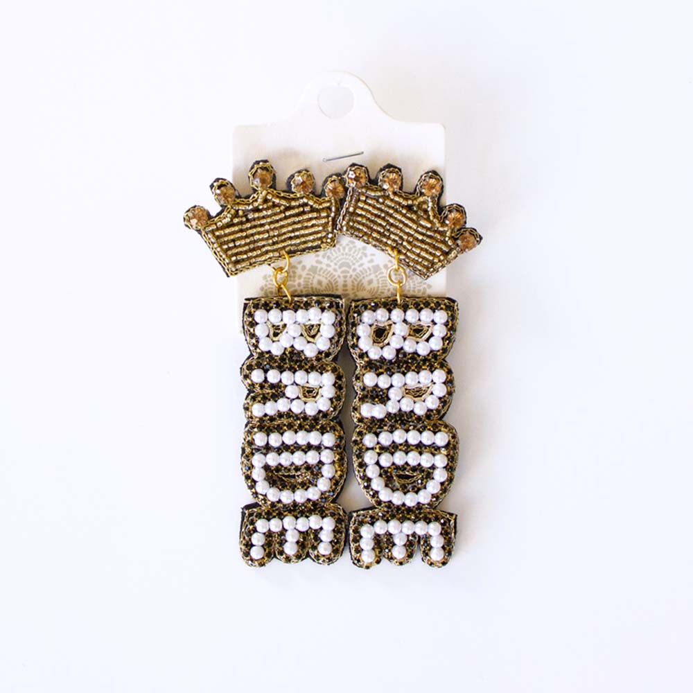 Crown Bride Beaded Earrings