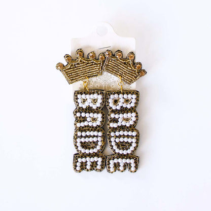 Crown Bride Beaded Earrings