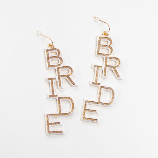 Rose Gold Bride Earrings (White)