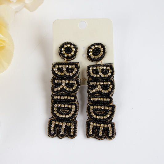 Black Bride Seed Bead Earrings