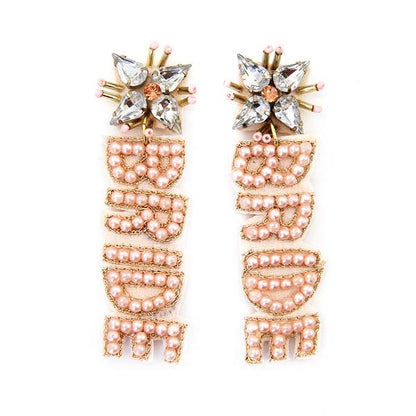 Pink Pearl Bride Earrings