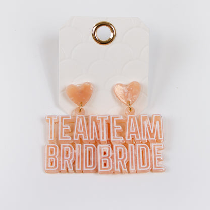 Coral Crystal Team Bride Earrings