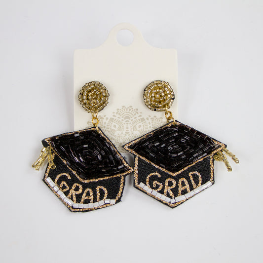 Graduation Cap Beaded Earrings