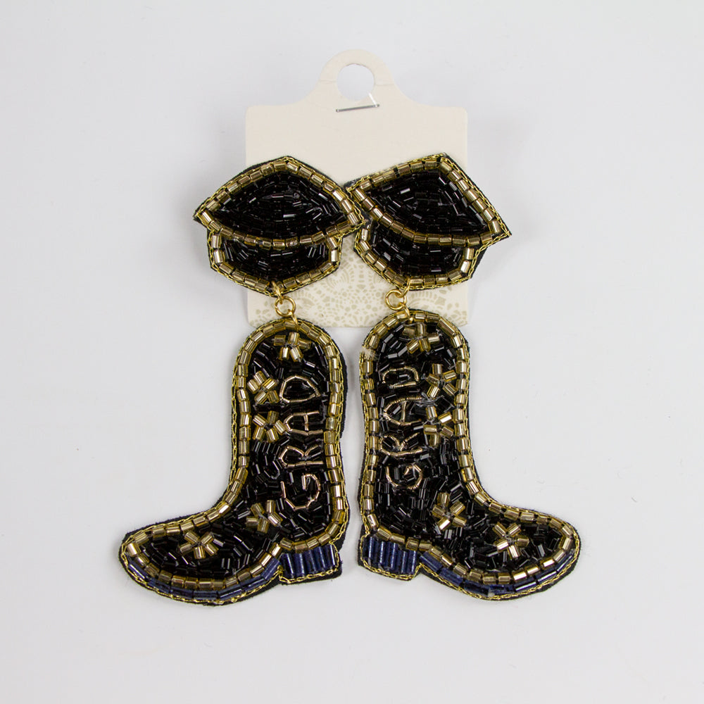 Graduation Cowgirl Seed Bead Earrings