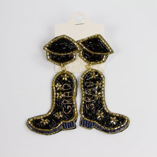 Graduation Cowgirl Seed Bead Earrings