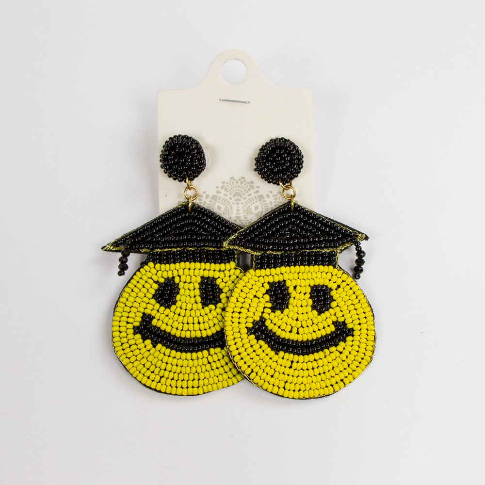 Graduation Smiley Face Earrings