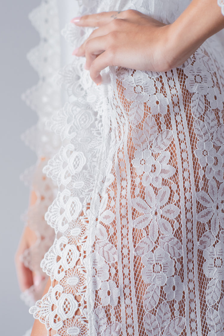Long Lace Sheer Matinee Robe