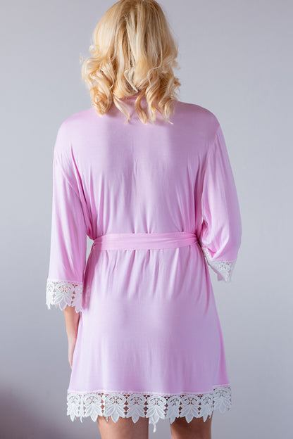 Light Pink Modal Lace Robe