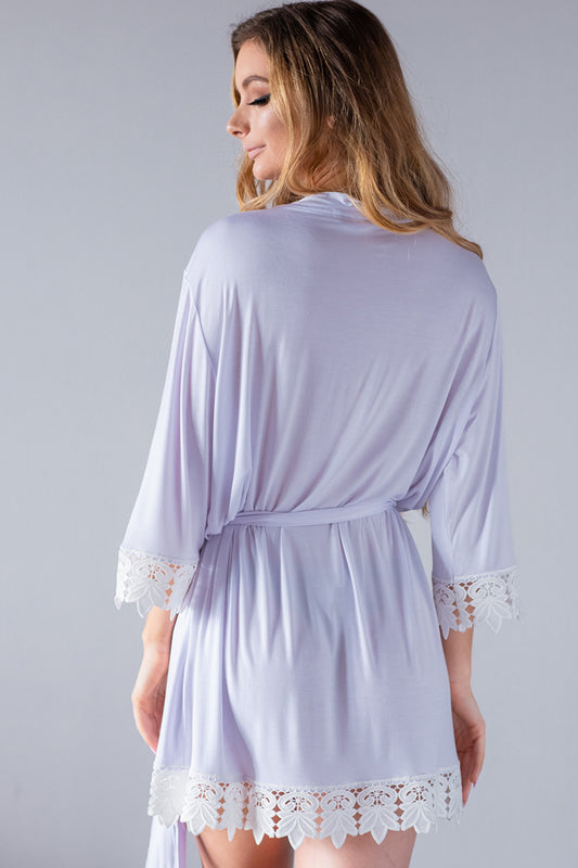 White Modal Lace Robe