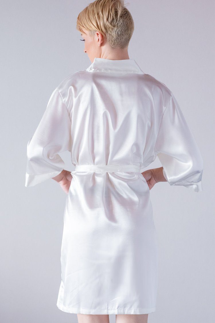 White Satin Kimono Robe