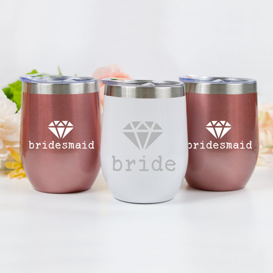Diamond Style Wedding Wine Tumblers