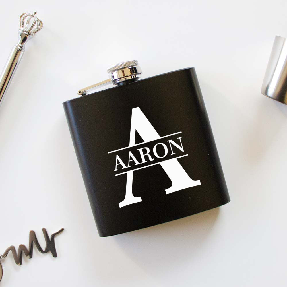 Monogram Flask - Custom Wedding Gift - Hip Flask - Groom Flask - Groomsmen Flask - Stainless Steel Flask - Dad Gift - Wedding Gift - Husband Gift - Groomsmen Gift – PrettyRobes
