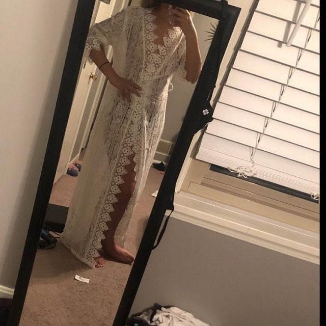 Long Lace Sheer Matinee Robe