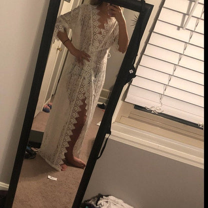 Long Lace Sheer Matinee Robe