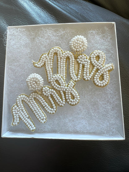 White Mrs. Earrings gift