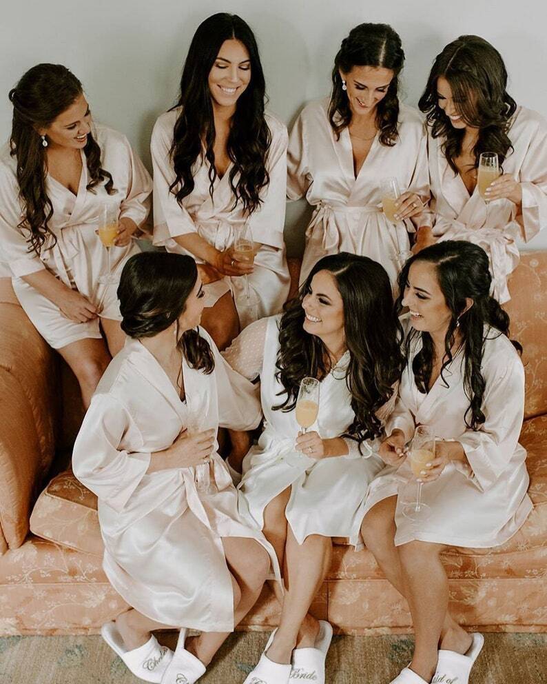Set of Bridal Satin Kimono Robes (4–12 Pieces)