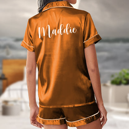 Pajama Set Shorts - Customized Shorts Set Satin Pajamas
