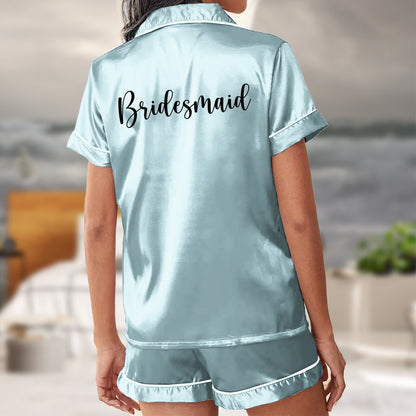 Pajama Set Shorts - Personalized Bridesmaids Shorts Set PJs