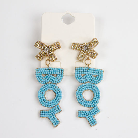 Blue Boy Beaded Earrings